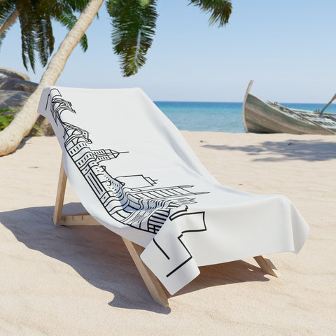 Beach Towel — Pittsburgh Skyline Doodle