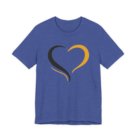 Black and Yellow Heart - Unisex Jersey Short Sleeve Tee