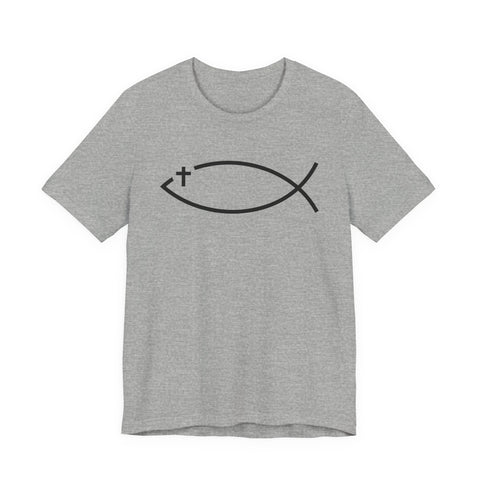 Christianity Cross Fish Symbol - Unisex Jersey Short Sleeve Tee