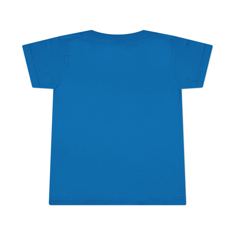 Back view of royal blue toddler T-shirt, part of the 'Baltimore smells like my diaper' novelty kidswear line.