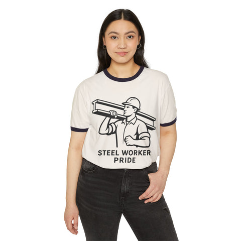 Steel Worker Pride - Unisex Cotton Ringer T-Shirt