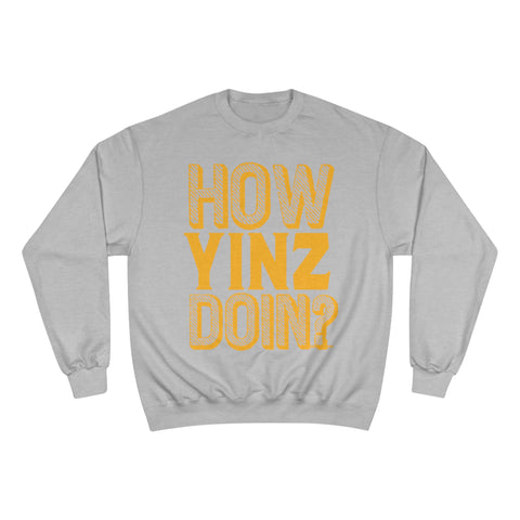 How Yinz Doin? - Champion Crewneck Sweatshirt Sweatshirt Printify Light Steel S 