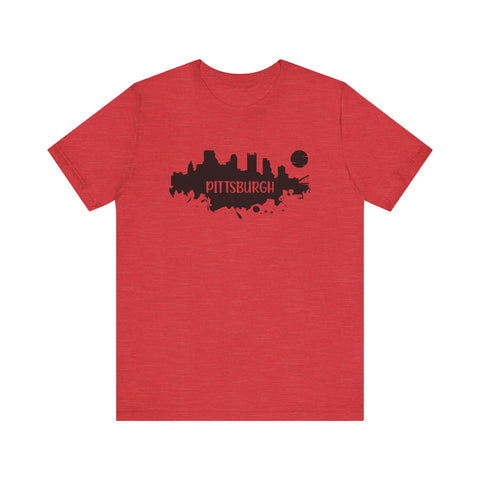 Pittsburgh Splash Skyline T-Shirt  - Unisex bella+canvas 3001 T-Shirt Printify Heather Red S 