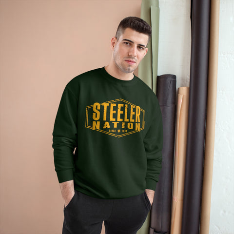 Steeler Nation - Champion Crewneck Sweatshirt Sweatshirt Printify   