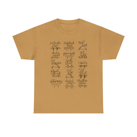 Pittsburgh Bridges Doodle - Unisex Heavy Cotton Tee