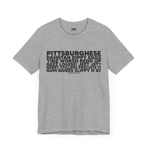 Pittsburghese Word Collage  - Short Sleeve Tee T-Shirt Printify Athletic Heather S 