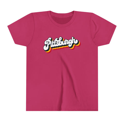 Pittsburgh Retro Graphic - Youth Short Sleeve Tee Kids clothes Printify Berry S