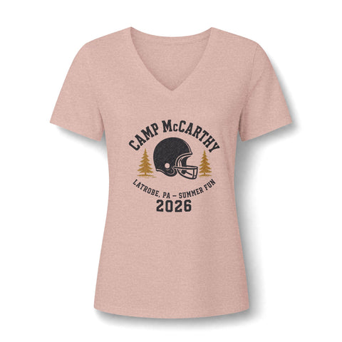 Camp McCarthy 2026 Women's V‑Neck Tee — Summer Camp Football Vintage Design