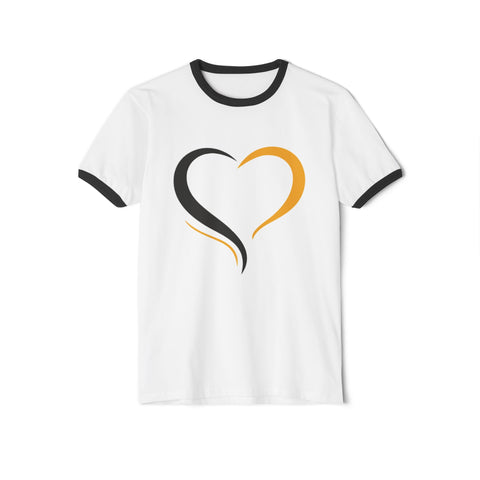Black and Yellow Heart - Unisex Cotton Ringer T-Shirt