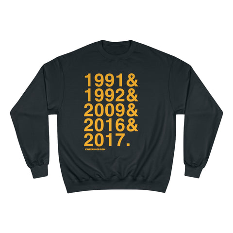 Pittsburgh Penguins Stanley Cups Ampersand - Champion Crewneck Sweatshirt Sweatshirt Printify Black S 