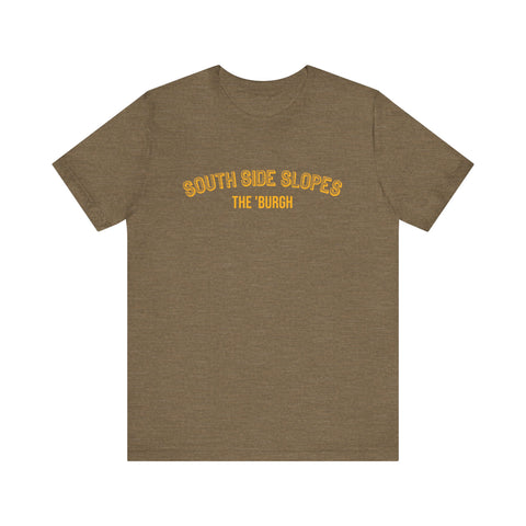 South Side Slopes - The Burgh Neighborhood Series - Unisex Jersey Short Sleeve Tee T-Shirt Printify Heather Olive S 