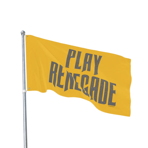 Play Renegade Distressed Graphic  - Double Sided Yellow Flag with Black