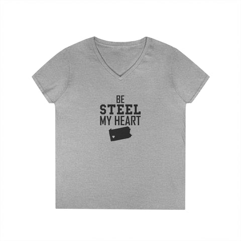 Be Still my Heart Pittsburgh - Ladies' V-Neck T-Shirt V-neck Printify S Sport Grey