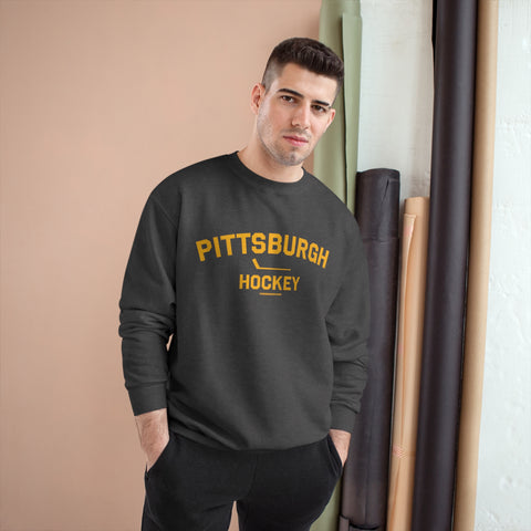 Pittsburgh Hockey - Collegiate Style - Champion Crewneck Sweatshirt Sweatshirt Printify   