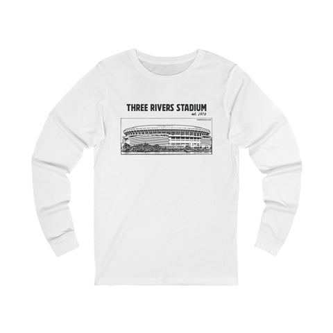 Three Rivers Stadium - 1970 - Retro Schematic - Long Sleeve Tee Long-sleeve Printify S White 