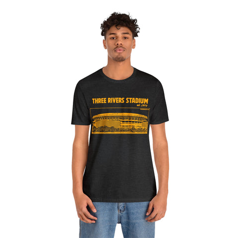 Three Rivers Stadium - 1970 - Retro Schematic - Short Sleeve Tee T-Shirt Printify   