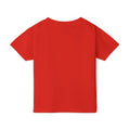 Back view of red Cleveland Smells Like My Diaper toddler t-shirt, crafted from soft cotton for bold and comfy kids' wear.