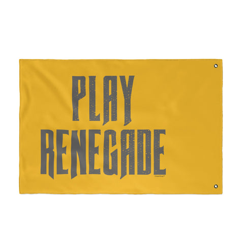 Play Renegade Distressed Graphic  - Double Sided Yellow Flag with Black