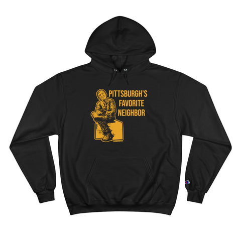 Pittsburgh's Favorite Neighbor - Champion Hoodie Hoodie Printify Black S 