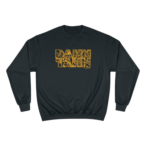 Dahntahn Map - Champion Crewneck Sweatshirt Sweatshirt Printify Black S 