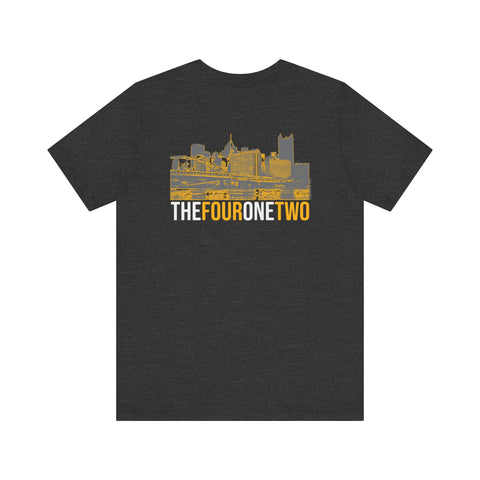 Four One Two Skyline - 412 Series - Pittsburgh T-Shirt - PRINT ON BACK - Unisex bella+canvas 3001 Short Sleeve Tee T-Shirt Printify   