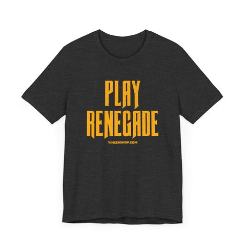 Play Renegade Distressed Font - Short Sleeve Shirt T-Shirt Printify Dark Grey Heather XS 