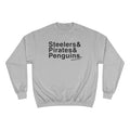 Pittsburgh Sports Teams Ampersand - Champion Crewneck Sweatshirt Sweatshirt Printify Light Steel S 