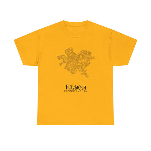 Pittsburgh Neighborhood Map Unisex Heavy Cotton Tee