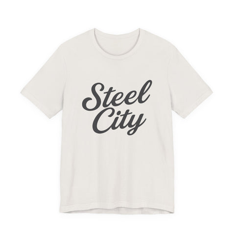 Steel City Cursive Print - Unisex Jersey Short Sleeve Tee