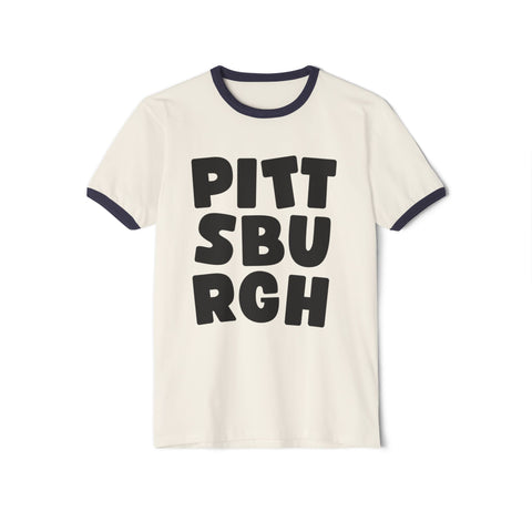 Vintage Pittsburgh Bold - Next Level Unisex Cotton Ringer T-Shirt