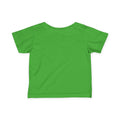 Green back view of Cleveland Smells Like My Diaper baby tee, unisex design in soft cotton fabric for infants.