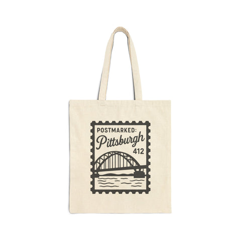 Vintage Pittsburgh Stamp Tote Bag — 412 Bridge Canvas Shopper