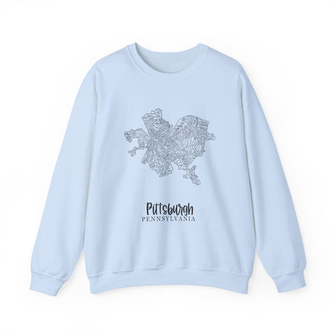 Pittsburgh Neighborhood Map Heavy Blend™ Crewneck Sweatshirt