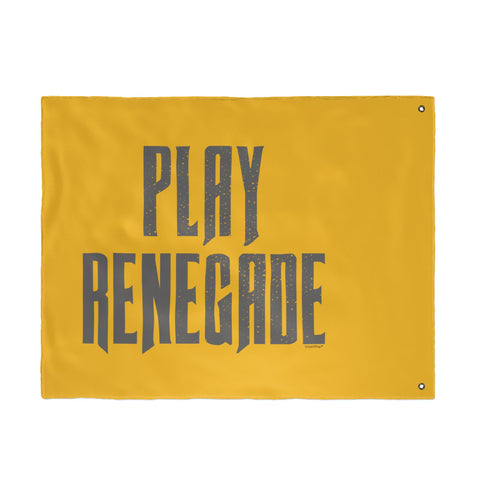 Play Renegade Distressed Graphic  - Double Sided Yellow Flag with Black