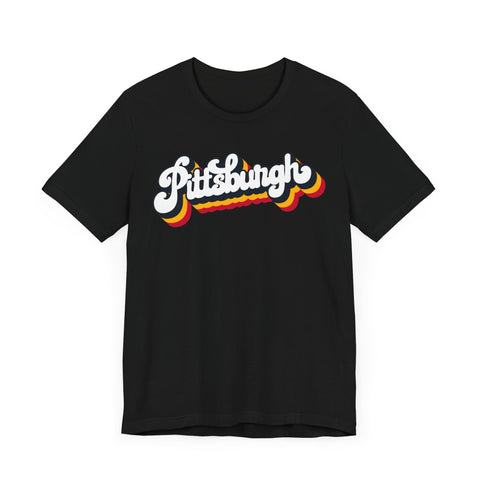 Retro Vintage 80's Pittsburgh T-Shirt  - Unisex bella+canvas 3001 Jersey Short Sleeve Tee T-Shirt Printify   