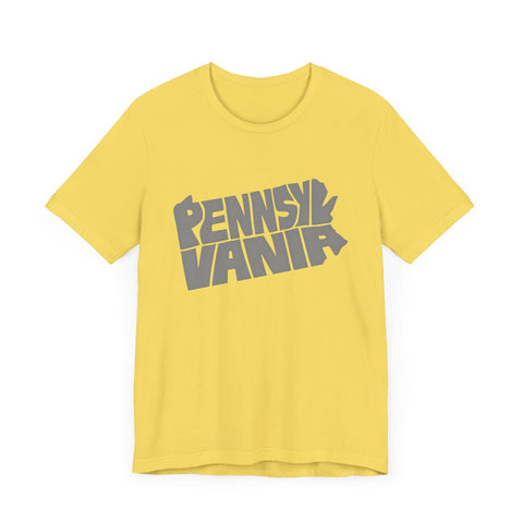 Pennsylvania State Map Typography Wordart Graphic - Short Sleeve Tee T-Shirt Printify Maize Yellow XS