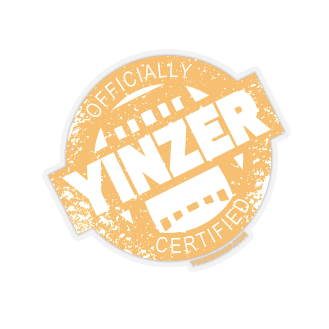 Yellow Certified Yinzer Kiss-Cut Sticker label Paper products Printify   
