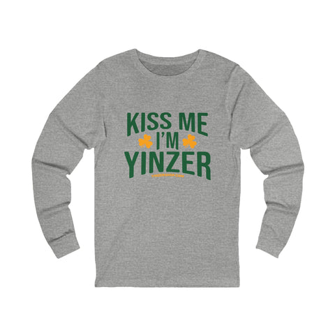 Kiss Me, I'm Yinzer - St. Patty's Day - Long Sleeve Tee Long-sleeve Printify S Athletic Heather