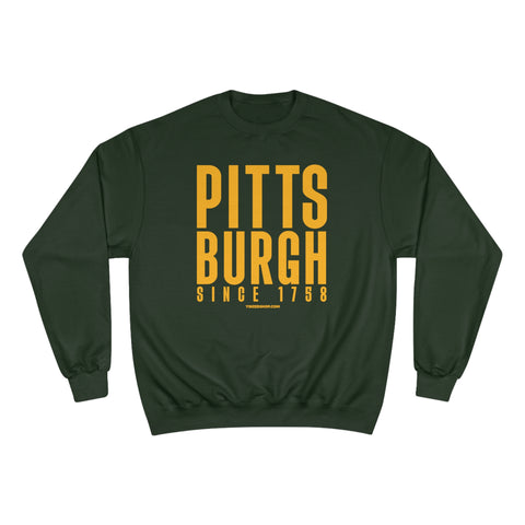 Big Pittsburgh - Champion Crewneck Sweatshirt Sweatshirt Printify Dark Green S 