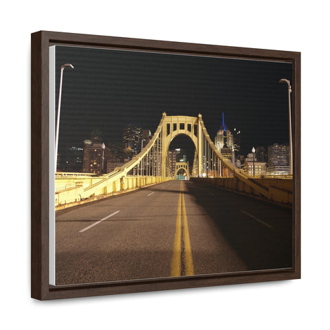 Pittsburgh Roberto Clemente Bridge at Night printed on Canvas Wraps, Horizontal Frame Canvas Printify