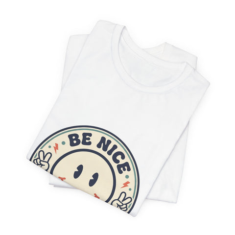Be Nice You Jagoff Smile Badge Tee | Sarcastic Slogan Shirt