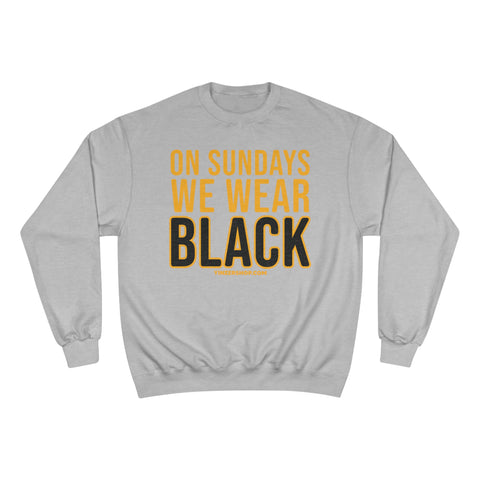 On Sundays We Wear Black - Champion Crewneck Sweatshirt Sweatshirt Printify Light Steel S 