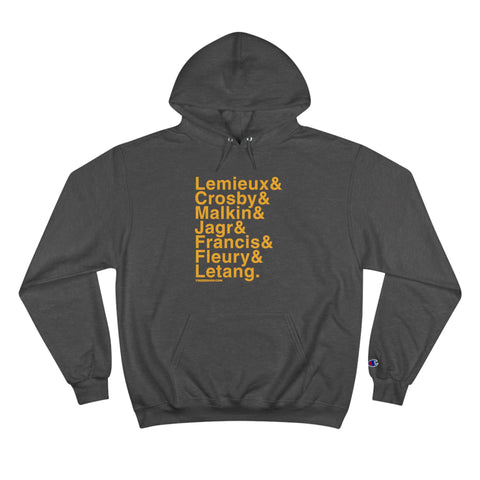 Famous Pittsburgh Penguins Ampersand - Champion Hoodie Hoodie Printify Charcoal Heather S 