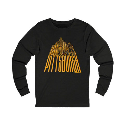 Steel Building Pittsburgh T-Shirt - Long Sleeve Tee Long-sleeve Printify M Black Heather