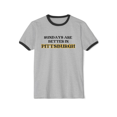 Pittsburgh Sundays - Unisex Cotton Ringer T-Shirt
