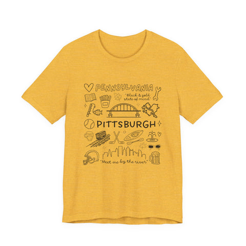 Pittsburgh Doodle Collage - Unisex Jersey Short Sleeve Tee