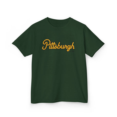 Pittsburgh Faux Embroidery Kids Graphic T-Shirt