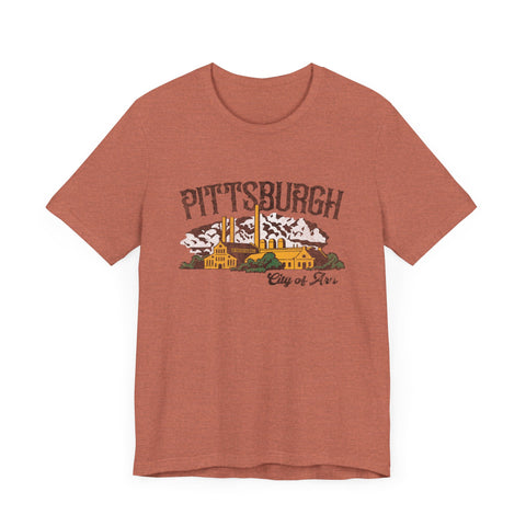 Pittsburgh City of Iron Vintage Logo - Short Sleeve Tee T-Shirt Printify