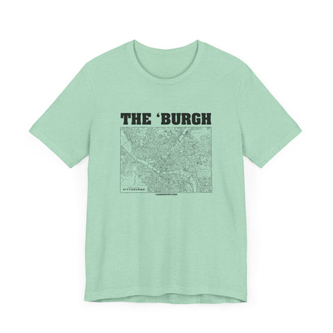 The 'Burgh Retro Map   - Short Sleeve Tee T-Shirt Printify   