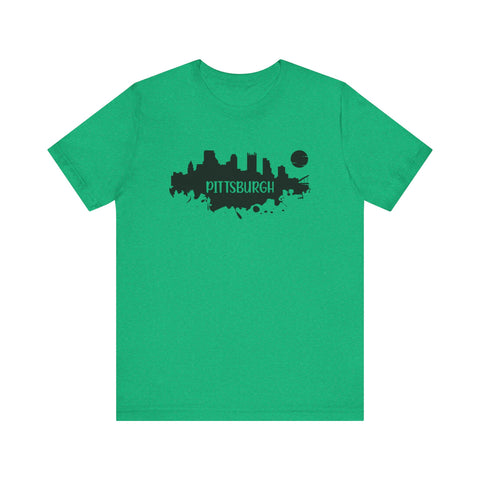 Pittsburgh Splash Skyline T-Shirt  - Unisex bella+canvas 3001 T-Shirt Printify Heather Kelly S 